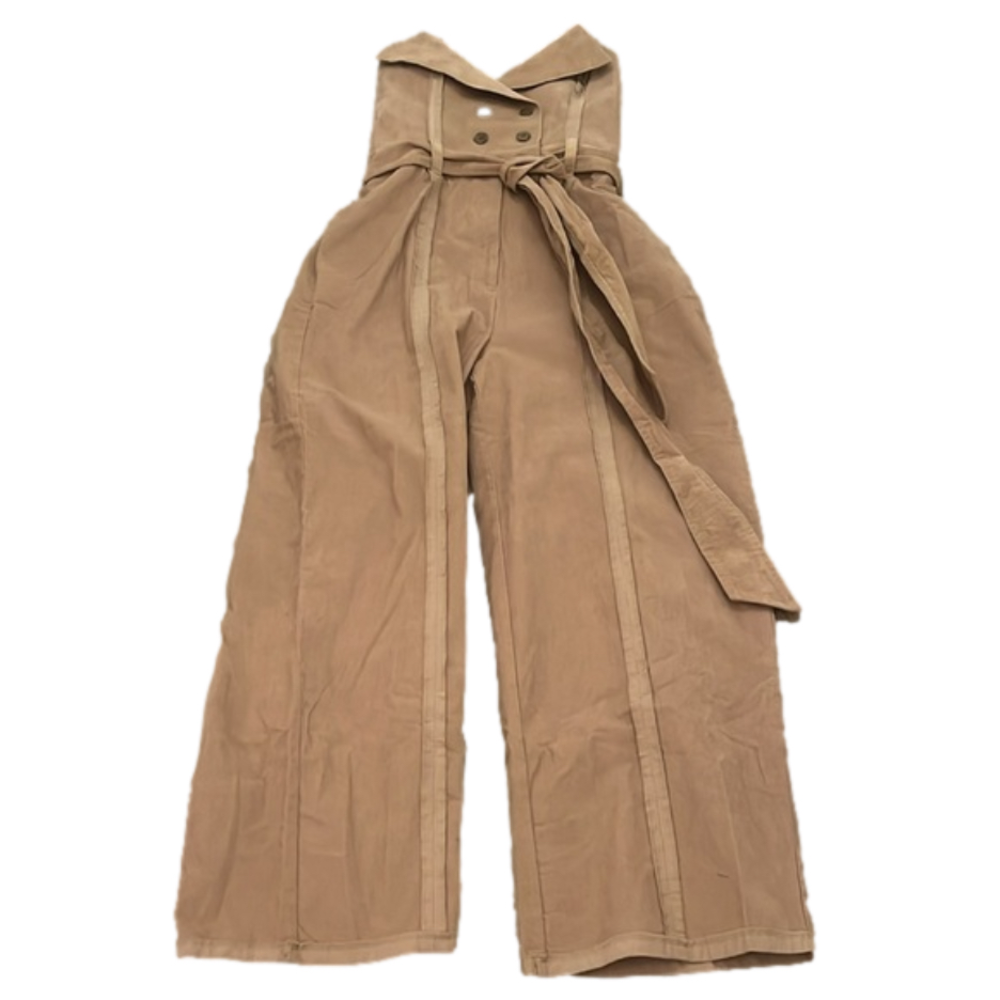 Making the Cut corduroy wide leg Halter Deconstructed Jumpsuit size Medium NWT - Picture 13 of 15